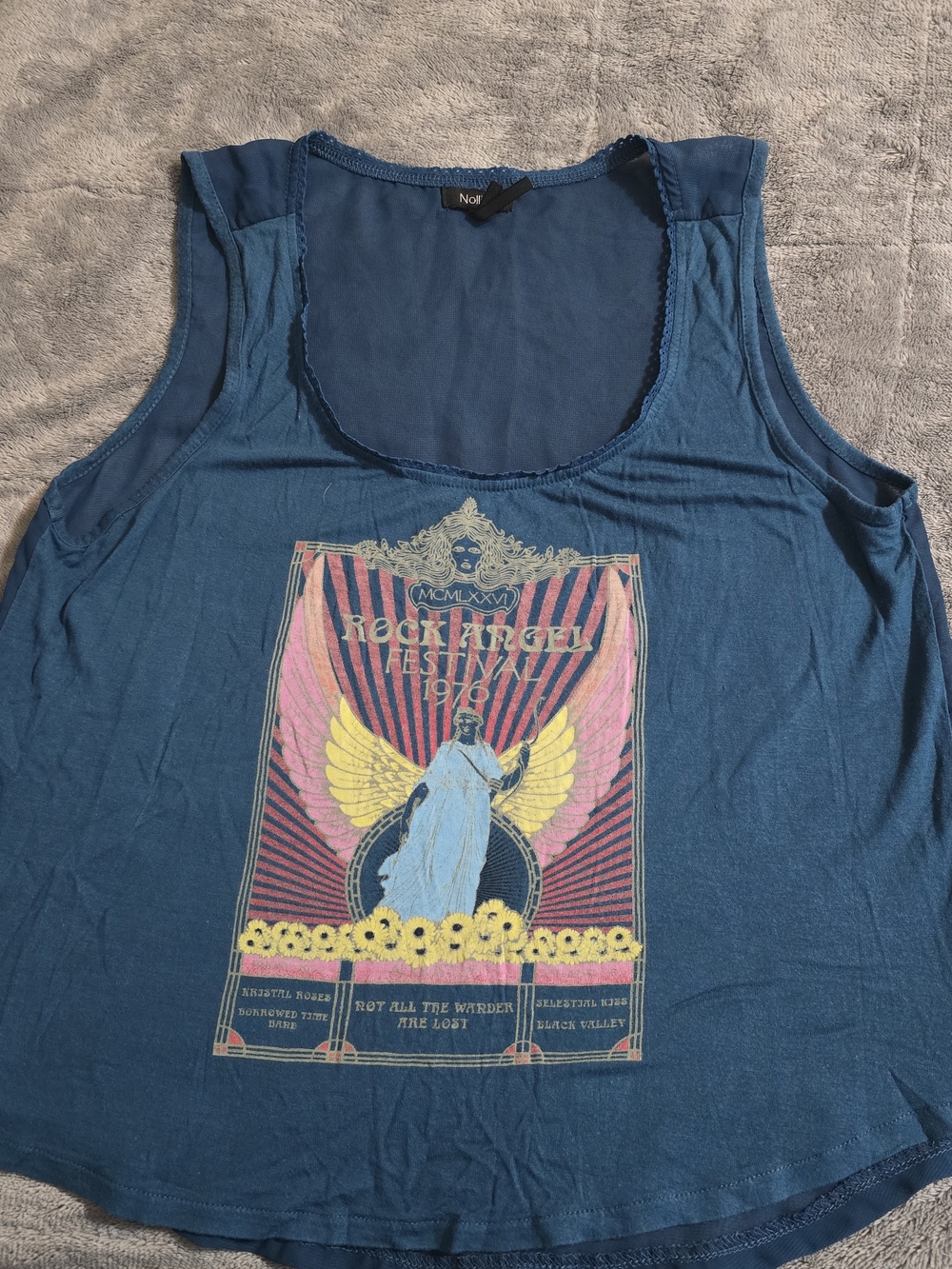 Nollie Teal Graphic Tank with Yellow & Pink Accents